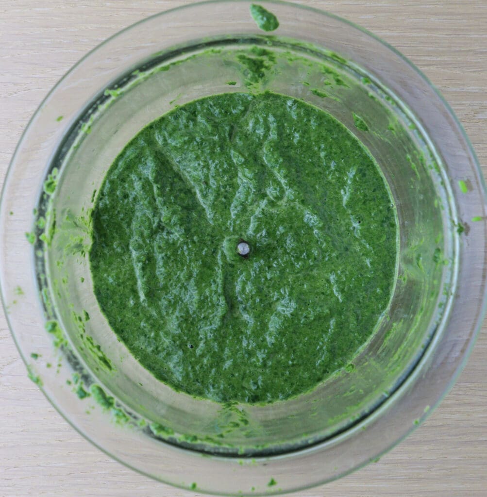 image of processed wild spinach with eggs